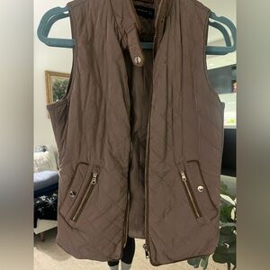 Zara Taupe Quilted Vest ~ Size S